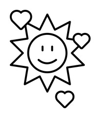 Poster - Sun smile hearts icon. Element of peace day icon