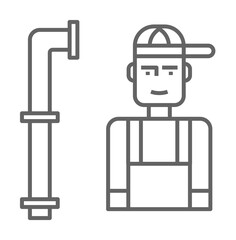 Poster - Plumber, professions, avatar icon. Element of plumber icon. Thin line icon for website design and development, app development. Premium icon