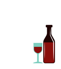 Poster - bottle of wine and glass colored illustration. Element of colored food icon for mobile concept and web apps. Detailed bottle of wine and glass icon can be used for web and mobile