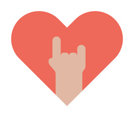 Poster - Love, hand icon. Simple color elements of rock n roll icons for ui and ux, website or mobile application