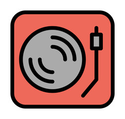 Aufkleber - Record player icon. Simple color with outline elements of rock n roll icons for ui and ux, website or mobile application