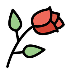 Aufkleber - Rose icon. Simple color with outline elements of rock n roll icons for ui and ux, website or mobile application