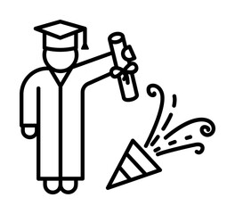 Poster - Graduation cap pupil firework icon. Element of school