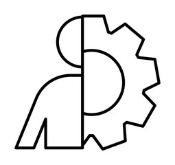 Aufkleber - man and gear icon. Element of sturt up icon for mobile concept and web apps. Thin line man and gear icon can be used for web and mobile