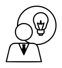Poster - idea of a person icon. Element of sturt up icon for mobile concept and web apps. Thin line idea of a person icon can be used for web and mobile
