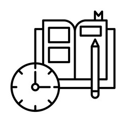 Aufkleber - Time management, book, document, documentary, note, record icon. Element of time management icon. Thin line icon for website design and development, app development. Premium icon