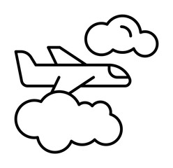Poster - Plane, flight, clouds icon. Simple line, outline elements of tourism for ui and ux, website or mobile application