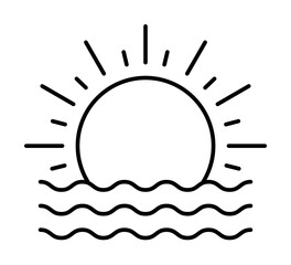 Poster - Sunset, sea, travel icon. Simple line, outline elements of tourism for ui and ux, website or mobile application