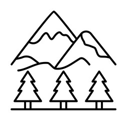 Poster - Forest, mountains, travel icon. Simple line, outline elements of tourism for ui and ux, website or mobile application