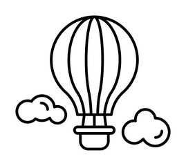 Poster - Hot air balloon, travel icon. Simple line, outline elements of tourism for ui and ux, website or mobile application