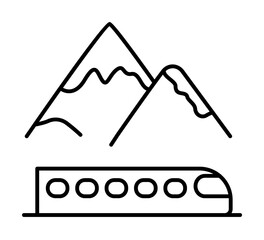 Aufkleber - Mountains, train, travel icon. Simple line, outline elements of tourism for ui and ux, website or mobile application