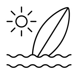 Poster - Surfing, travel, sun icon. Simple line, outline elements of tourism for ui and ux, website or mobile application