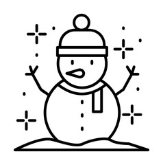 Poster - Snowman icon. Simple line, outline of winter vacation icons for ui and ux, website or mobile application
