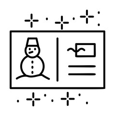 Aufkleber - Postcard snowman icon. Simple line, outline of winter vacation icons for ui and ux, website or mobile application
