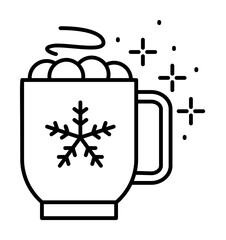 Poster - Cup cocoa marshmallows icon. Simple line, outline of winter vacation icons for ui and ux, website or mobile application
