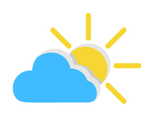 Aufkleber - Cloud sun icon. Simple line, outline of two color weather icons for ui and ux, website or mobile application