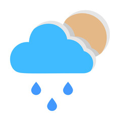 Wall Mural - Cloud moon rain drops icon. Simple line, outline of two color weather icons for ui and ux, website or mobile application