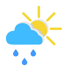 Aufkleber - Cloud sun rain drops icon. Simple line, outline of two color weather icons for ui and ux, website or mobile application