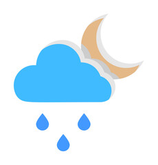 Aufkleber - Cloud crescent rain drops icon. Simple line, outline of two color weather icons for ui and ux, website or mobile application