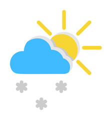 Poster - Cloud sun snow snowflakes icon. Simple line, outline of two color weather icons for ui and ux, website or mobile application