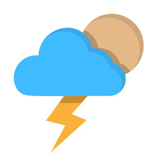 Wall Mural - Cloud moon lightning icon. Simple line, outline of two color weather icons for ui and ux, website or mobile application