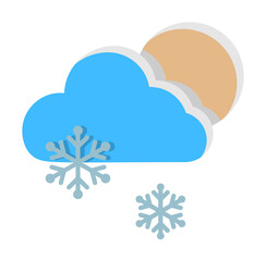 Poster - Cloud moon snow snowflakes icon. Simple line, outline of two color weather icons for ui and ux, website or mobile application