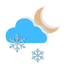 Poster - Cloud crescent snow snowflakes icon. Simple line, outline of two color weather icons for ui and ux, website or mobile application