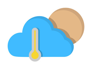 Poster - Cloud moon thermometer icon. Simple line, outline of two color weather icons for ui and ux, website or mobile application