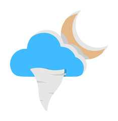 Wall Mural - Cloud crescent hurricane icon. Simple line, outline of two color weather icons for ui and ux, website or mobile application