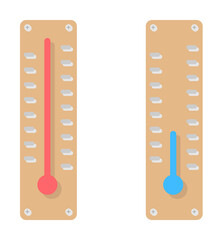 Poster - Thermometer cold heat icon. Simple line, outline of two color weather icons for ui and ux, website or mobile application