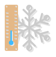 Poster - Thermometer cold snowflake icon. Simple line, outline of two color weather icons for ui and ux, website or mobile application