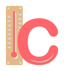 Poster - Thermometer heat celsius icon. Simple line, outline of two color weather icons for ui and ux, website or mobile application