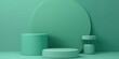 © Synthetica - Empty podium, mock up placement display, blank beauty stand for cosmetic product fashion ads on minimal green background. Luxury pedestal stage mockup scene platform ai generative concept.