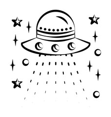 Aufkleber - Ufo flaying saucer icon. Element of space hand drawn icon