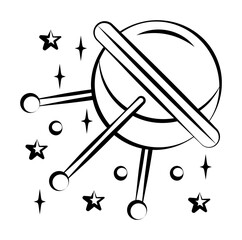 Aufkleber - Ufo flaying saucer icon. Element of space hand drawn icon