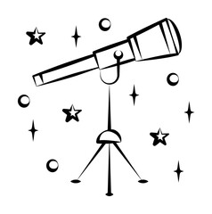 Poster - Telescope icon. Element of space hand drawn icon