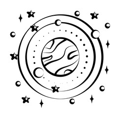 Aufkleber - Satellites of the planet icon. Element of space hand drawn icon