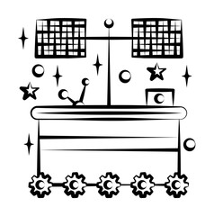 Poster - Satellite icon. Element of space hand drawn icon