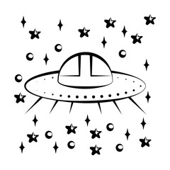 Aufkleber - Ufo flaying saucer icon. Element of space hand drawn icon