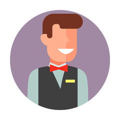 Poster - colored avatar of waiter icon. Element of colored people profession icon for mobile concept and web apps. Detailed colored avatar of waiter icon can be used for web and mobile