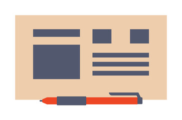 Poster - bank check and pen colored icon. Element of bankings for mobile concept and web apps. Detailed bank check and pen colored icon can used for web and mobile. Premium icon