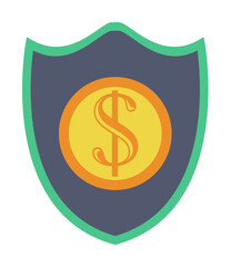 Poster - shield and coin colored icon. Element of bankings for mobile concept and web apps. Detailed shield and coin colored icon can be used for web and mobile. Premium icon