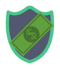 Poster - shield and money colored icon. Element of bankings for mobile concept and web apps. Detailed shield and money colored icon can be used for web and mobile. Premium icon