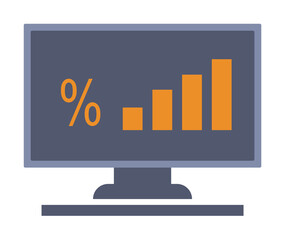 Poster - percent growth on the monitor colored icon. Element of bankings for mobile concept and web apps. Detailed percent growth on the monitor colored icon can be used for web