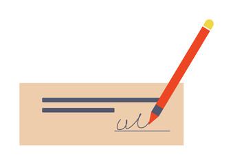 Poster - bank check and pen colored icon. Element of bankings for mobile concept and web apps. Detailed bank check and pen colored icon can be used for web and mobile