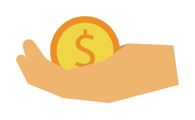 Poster - hand holds a coin colored icon. Element of bankings for mobile concept and web apps. Detailed hand holds a coin colored icon can be used for web and mobile. Premium icon