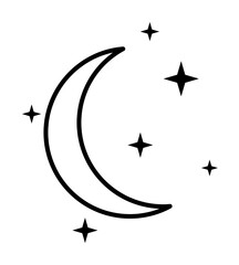 Aufkleber - crescent moon and stars icon. Element of travel icon for mobile concept and web apps. Thin line crescent moon and stars icon can be used for web and mobile. Premium icon