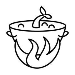 Aufkleber - saucepan at the stake icon. Element of travel icon for mobile concept and web apps. Thin line saucepan at the stake icon can be used for web and mobile. Premium icon