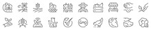 Farm, Organic Food Production And New Agricultural Technologies Thin Line Icon Set. Symbol Collection In Transparent Background. Editable Vector Stroke. 512x512 Pixel Perfect.