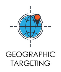 Aufkleber - colored geographic targeting illustration. Element of marketing and business flat for mobile concept and web apps. Isolated geographic targeting flat can be used for web and mobile